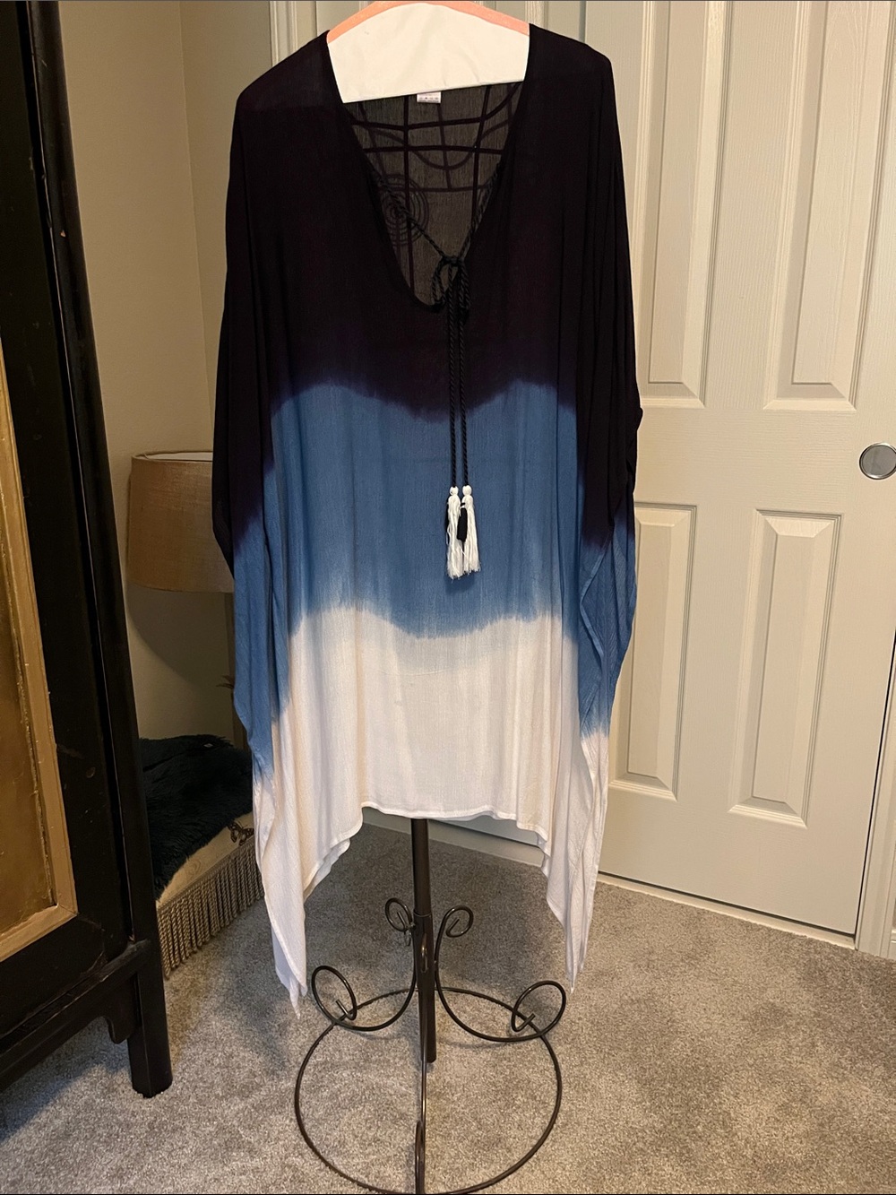 D&Y Deep Navy V-Neck Tunic with Tassel Detail